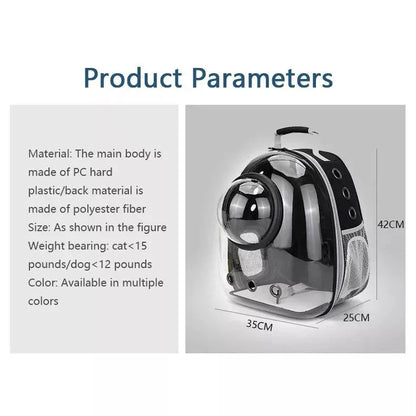 Luxury Cat Space Capsule Backpack in yellow, a transparent pet carrier for stylish outings and travel