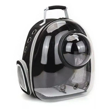Luxury Cat Space Capsule Backpack in yellow, a transparent pet carrier for stylish outings and travel