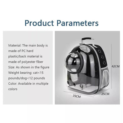Luxury Cat Space Capsule Backpack in yellow, a transparent pet carrier for stylish outings and travel