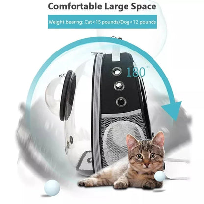 Luxury Cat Space Capsule Backpack in yellow, a transparent pet carrier for stylish outings and travel