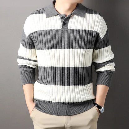 A soft, comfortable long sleeve top in a classic striped pattern, perfect for casual or smart-casual wear.