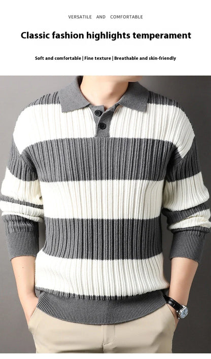 A soft, comfortable long sleeve top in a classic striped pattern, perfect for casual or smart-casual wear.