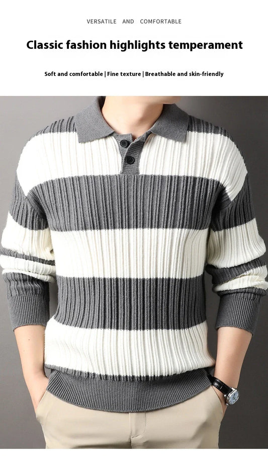A soft, comfortable long sleeve top in a classic striped pattern, perfect for casual or smart-casual wear.