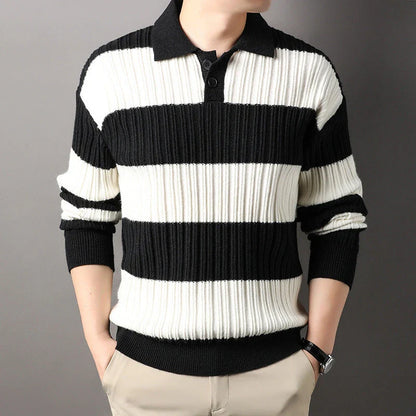 A soft, comfortable long sleeve top in a classic striped pattern, perfect for casual or smart-casual wear.