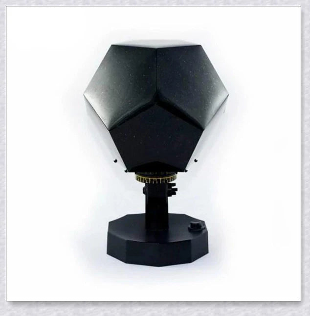 A star projector lamp casting a stunning display of stars and constellations across a bedroom wall