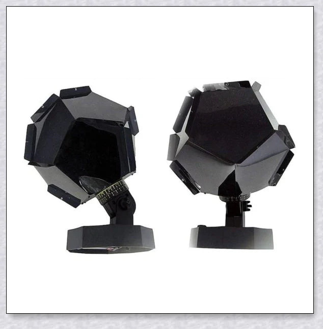 A star projector lamp casting a stunning display of stars and constellations across a bedroom wall