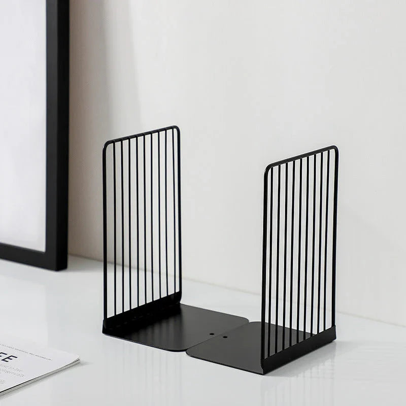 Stylish and durable black and white iron bookends for organised desks and home libraries