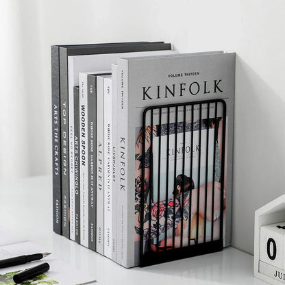 Stylish and durable black and white iron bookends for organised desks and home libraries