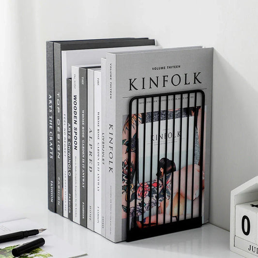 Stylish and durable black and white iron bookends for organised desks and home libraries