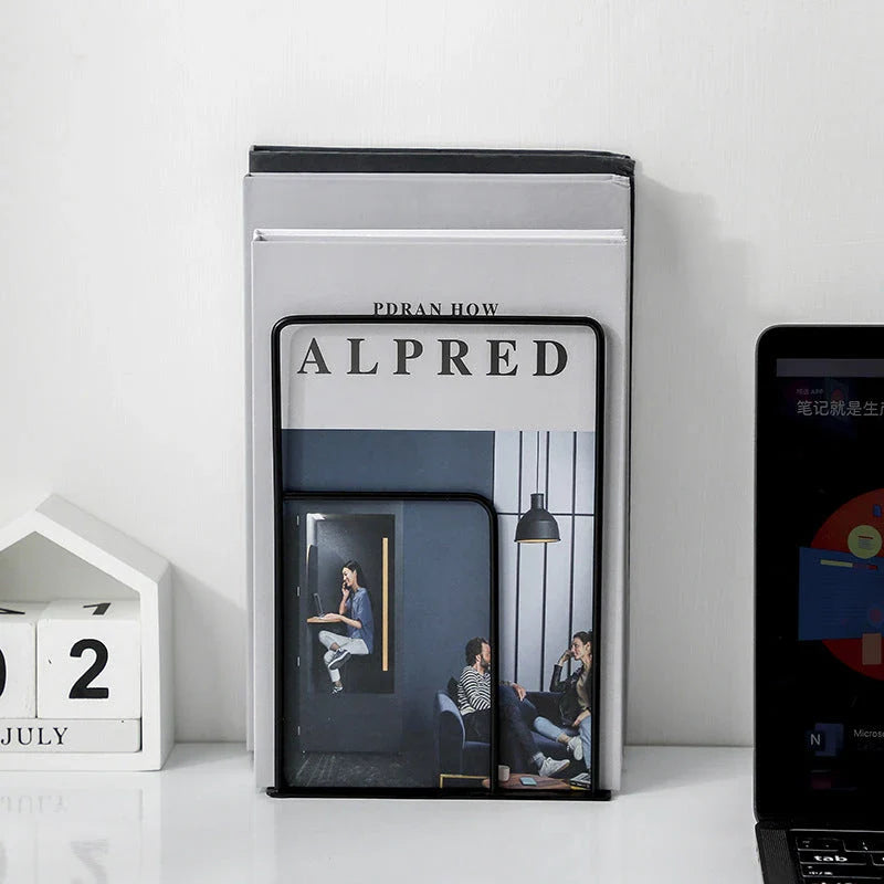 Stylish and durable black and white iron bookends for organised desks and home libraries