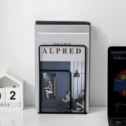 Stylish and durable black and white iron bookends for organised desks and home libraries