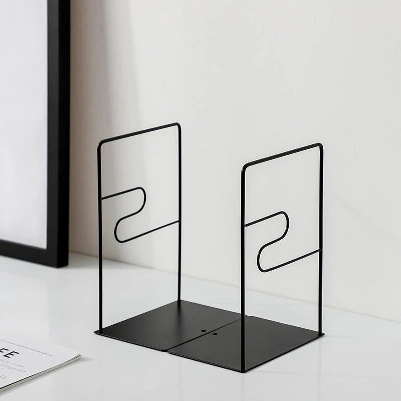 Stylish and durable black and white iron bookends for organised desks and home libraries