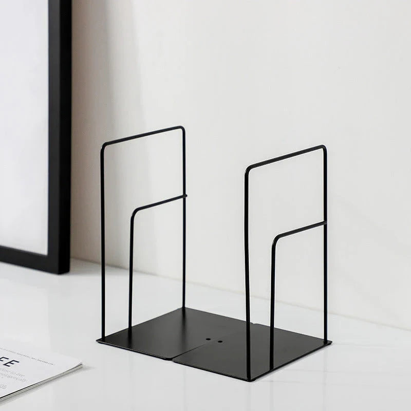 Stylish and durable black and white iron bookends for organised desks and home libraries