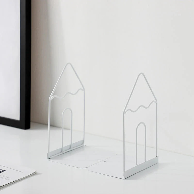 Stylish and durable black and white iron bookends for organised desks and home libraries