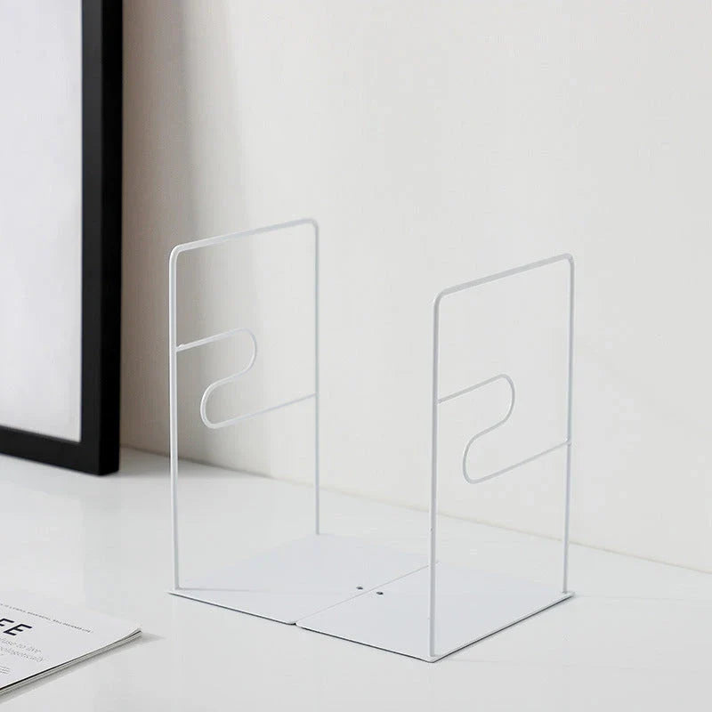 Stylish and durable black and white iron bookends for organised desks and home libraries