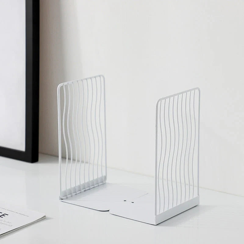 Stylish and durable black and white iron bookends for organised desks and home libraries