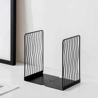 Stylish and durable black and white iron bookends for organised desks and home libraries