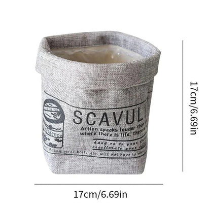 Cream white fabric flower pot cover and storage bag with a neat, upright shape and handmade details