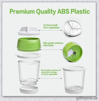 Adjustable spiral cutter with container for creating beautiful vegetable noodles and garnishes