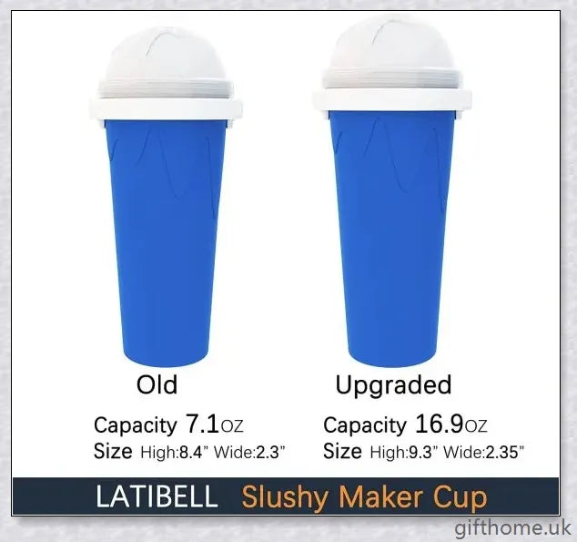 A silicone and TPU slushy cup with a straw and spoon, capable of turning liquids into frozen treats in just 1-2 minutes.