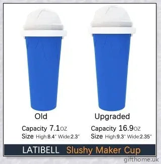 A silicone and TPU slushy cup with a straw and spoon, capable of turning liquids into frozen treats in just 1-2 minutes.
