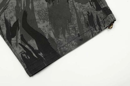 Graffiti-inspired camouflage print straight jeans for fashionable men and women
