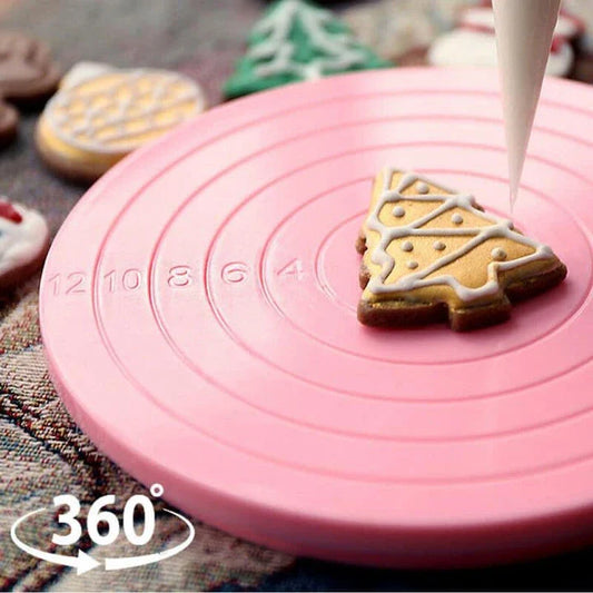 Trendha Pink Rotating Anti-Skid Cake Turntable - Premium Baking Accessory for Effortless Cake Decorating