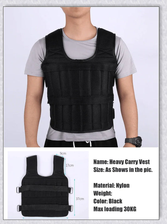 A weighted vest for boxing, bodybuilding, and tactical training, with 32 adjustable pockets to customise the resistance level.
