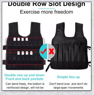 A weighted vest for boxing, bodybuilding, and tactical training, with 32 adjustable pockets to customise the resistance level.