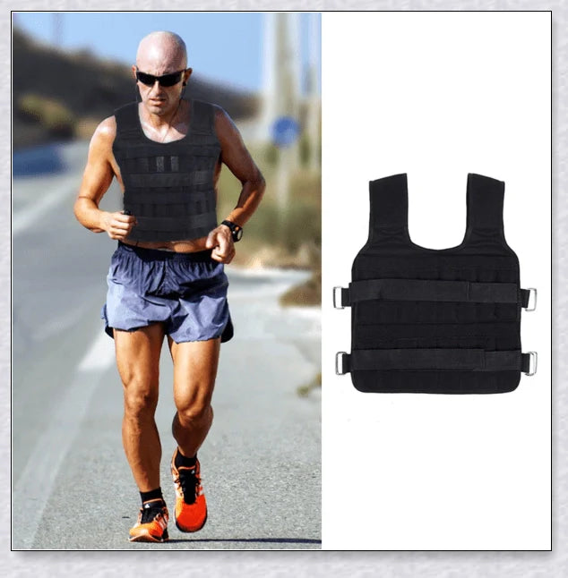 A weighted vest for boxing, bodybuilding, and tactical training, with 32 adjustable pockets to customise the resistance level.