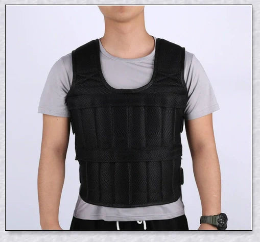 A weighted vest for boxing, bodybuilding, and tactical training, with 32 adjustable pockets to customise the resistance level.