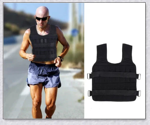 A weighted vest for boxing, bodybuilding, and tactical training, with 32 adjustable pockets to customise the resistance level.