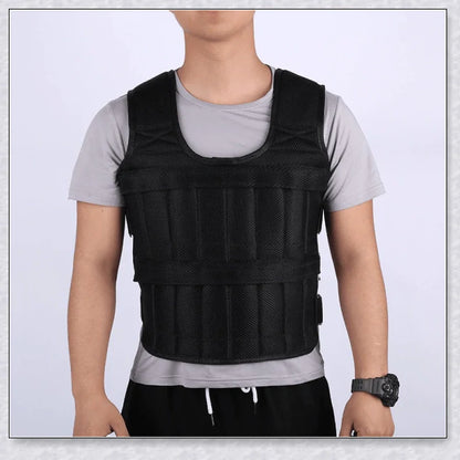 A weighted vest for boxing, bodybuilding, and tactical training, with 32 adjustable pockets to customise the resistance level.