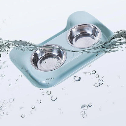 A durable, stainless steel dog bowl with raised edges and a sleek, modern design for hassle-free pet feeding.