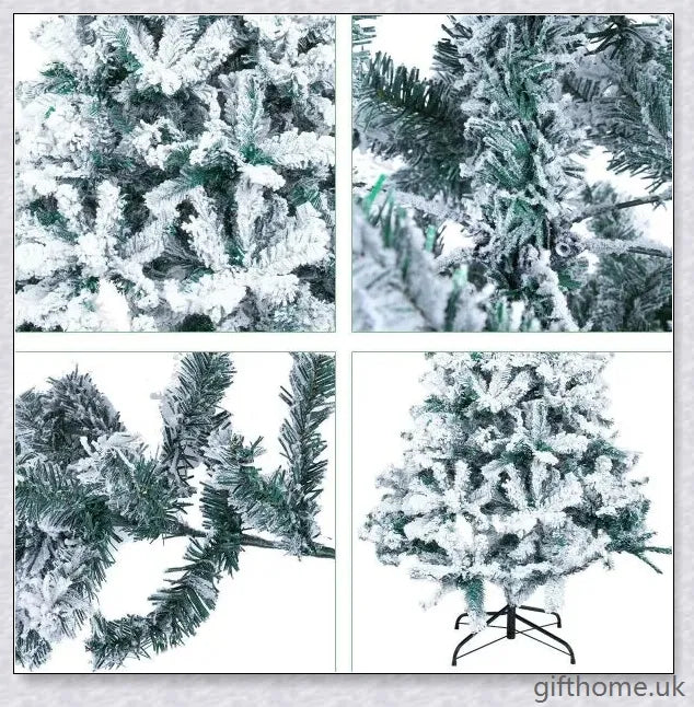 Exclusive White S Effect Artificial Christmas Tree with Flocked Branches and Sturdy Metal Stand