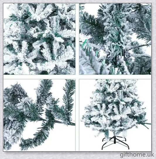 Exclusive White S Effect Artificial Christmas Tree with Flocked Branches and Sturdy Metal Stand