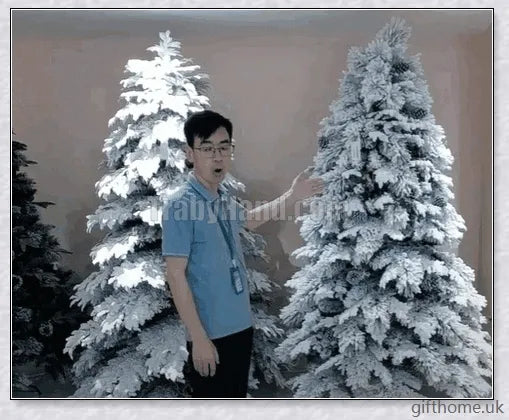 Exclusive White S Effect Artificial Christmas Tree with Flocked Branches and Sturdy Metal Stand