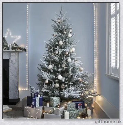 Exclusive White S Effect Artificial Christmas Tree with Flocked Branches and Sturdy Metal Stand
