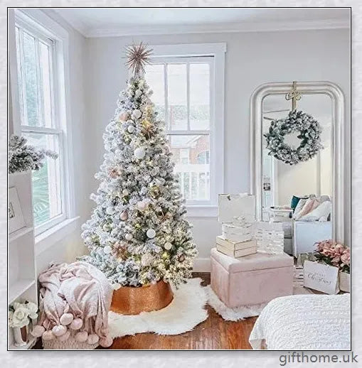 Exclusive White S Effect Artificial Christmas Tree with Flocked Branches and Sturdy Metal Stand