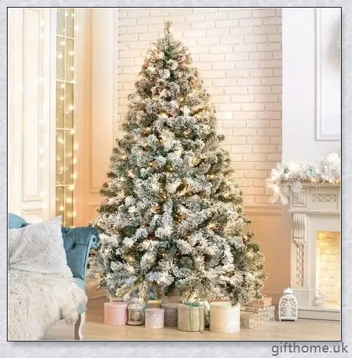 Exclusive White S Effect Artificial Christmas Tree with Flocked Branches and Sturdy Metal Stand