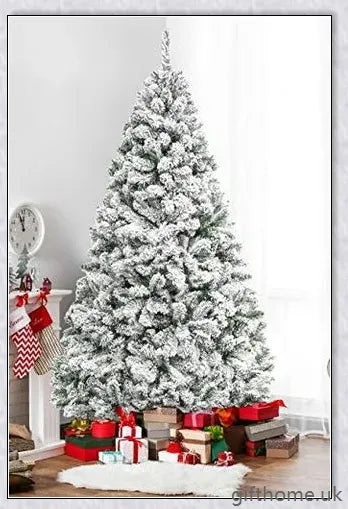 Exclusive White S Effect Artificial Christmas Tree with Flocked Branches and Sturdy Metal Stand