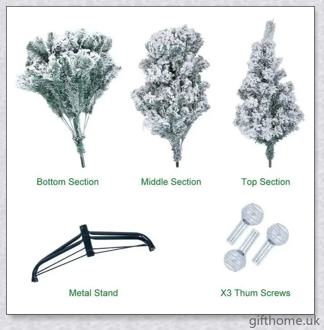 Exclusive White S Effect Artificial Christmas Tree with Flocked Branches and Sturdy Metal Stand