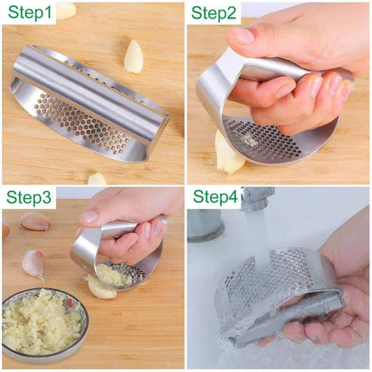 Trendha Ergonomic Design Garlic Press - Stainless Steel Mincing Tool for Garlic, Ginger, and More