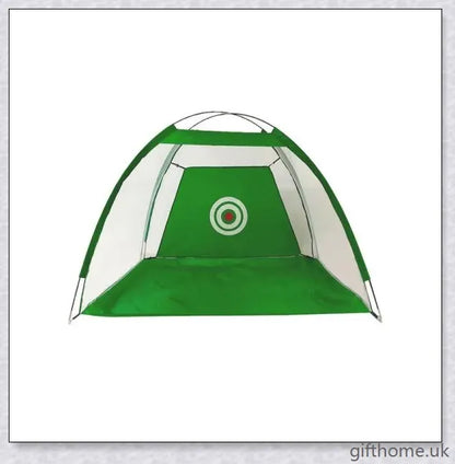Golf practice driving net with rip-resistant target and wide openings for indoor and outdoor use