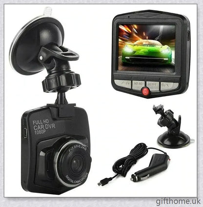 Dual lens car dash cam with 360-degree swivel and motion sensor for comprehensive road surveillance and incident recording