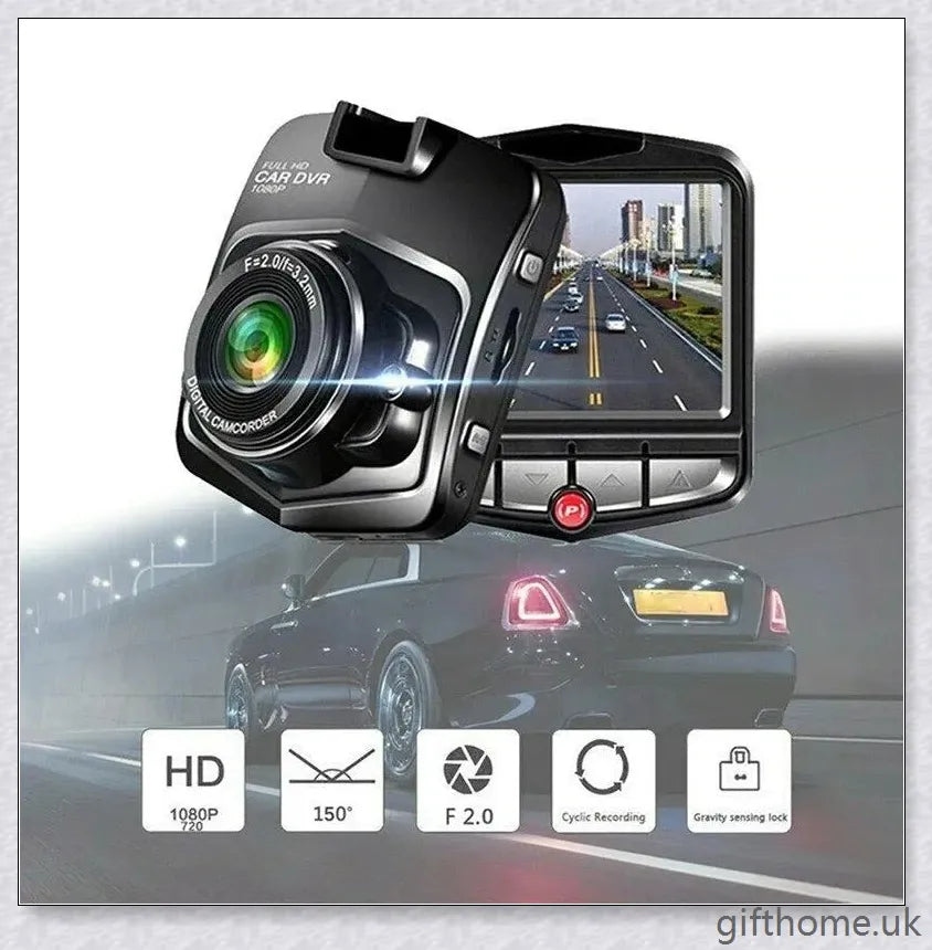 Dual lens car dash cam with 360-degree swivel and motion sensor for comprehensive road surveillance and incident recording
