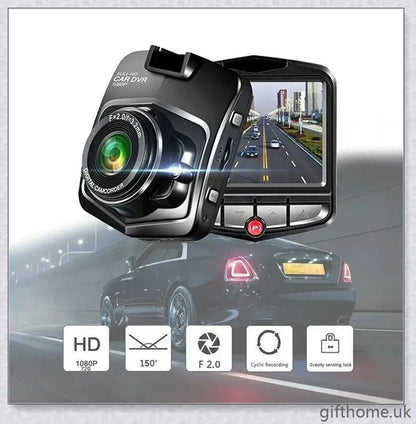 Dual lens car dash cam with 360-degree swivel and motion sensor for comprehensive road surveillance and incident recording