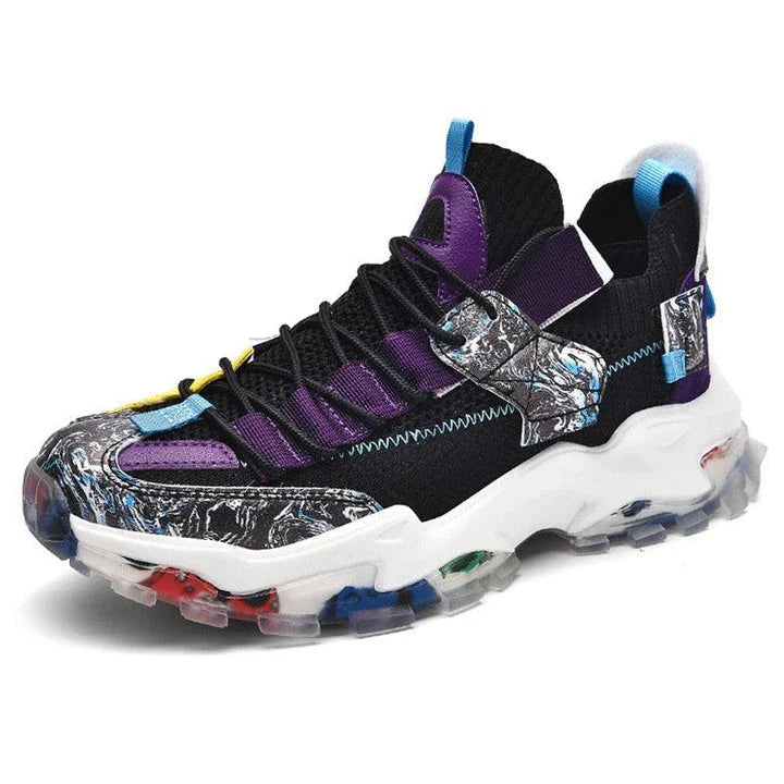 Breathable casual sports running shoes with a mesh upper and rubber sole, available in a variety of sizes for the fashion-conscious British consumer.