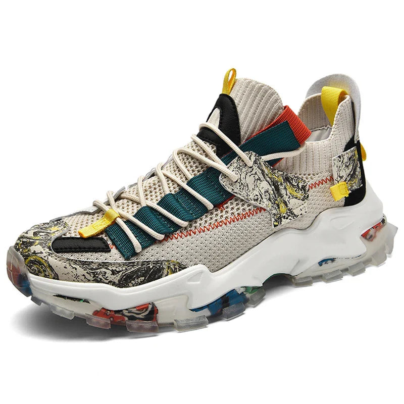 Breathable casual sports running shoes with a mesh upper and rubber sole, available in a variety of sizes for the fashion-conscious British consumer.