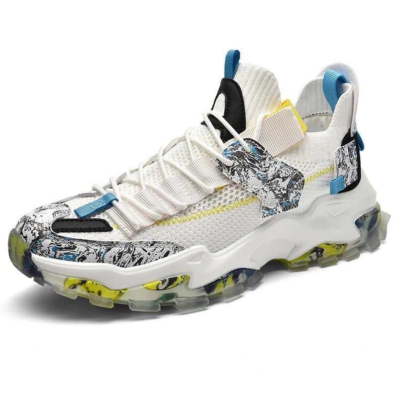 Breathable casual sports running shoes with a mesh upper and rubber sole, available in a variety of sizes for the fashion-conscious British consumer.